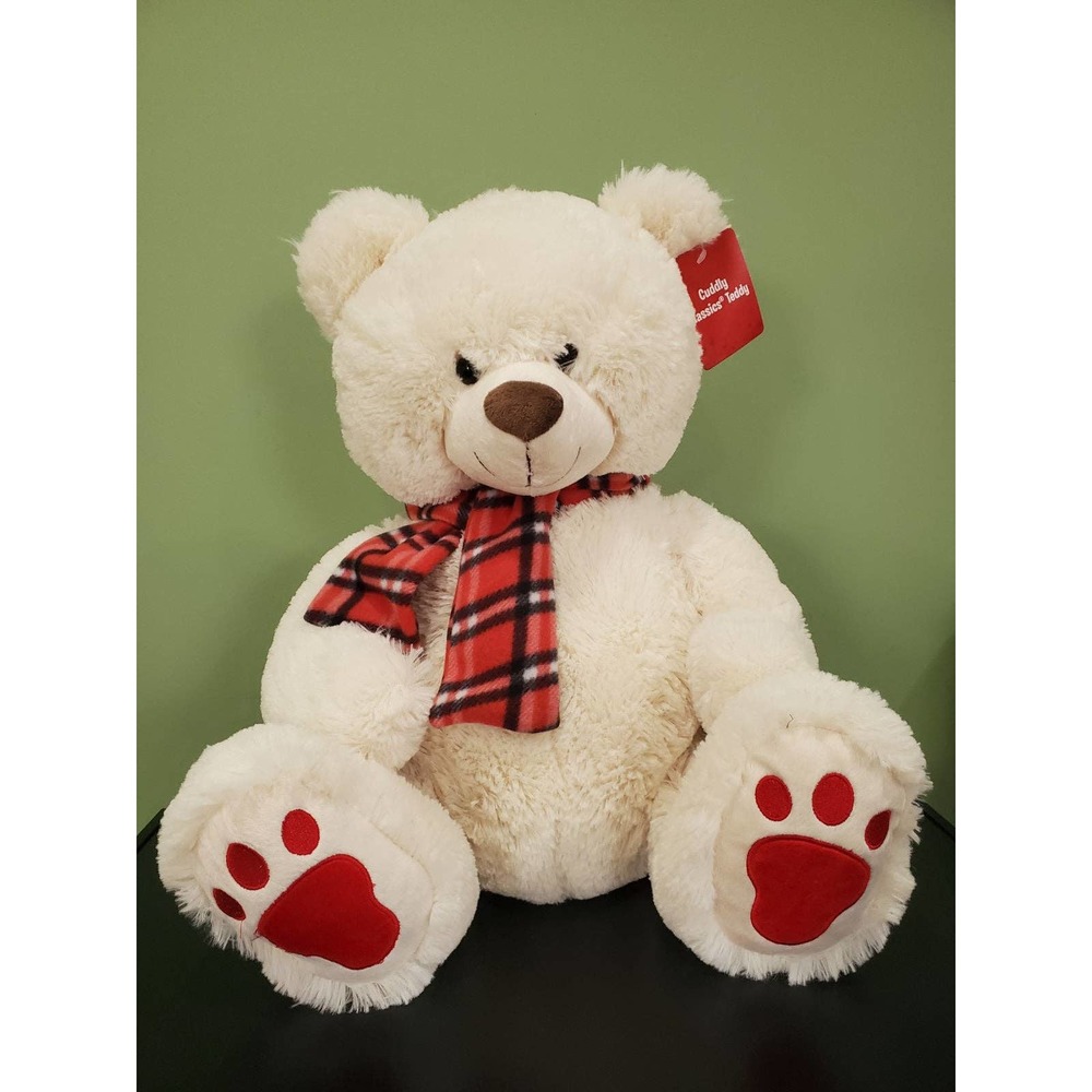 Dan dee collector's choice cuddly classic teddy bear wearing red muffler